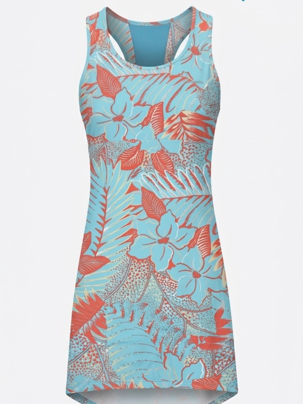 Columbia PFG Women’s Large Freezer III aqua & coral tropical floral print Dress